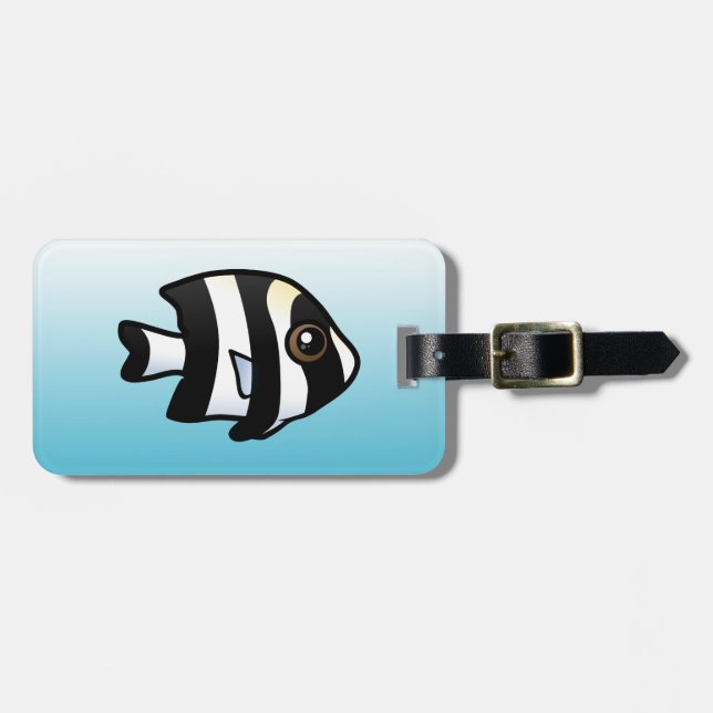 Etiqueta De Bagagem Quatro Stripe Damselfish (Frente Horizontal)