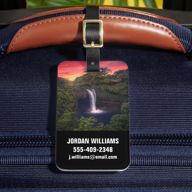 Etiqueta De Bagagem Quedas | Rainbow Falls, Hilo, Havaí (Frente Insitu 2)