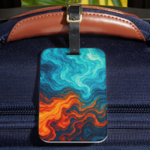 Etiqueta De Bagagem Quente e Frio - Cores Vibrantes Arte Abstrata
