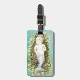 Etiqueta De Bagagem Querida Sereia - Arte de fantasia de cor da água