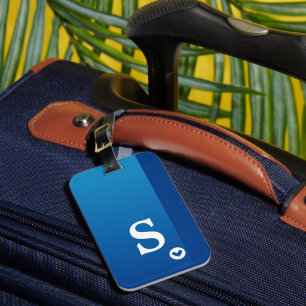 Etiqueta De Bagagem Quic Moderno Simples de Coração Azul Girassol