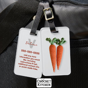 Etiqueta De Bagagem Quirky Amigurumi Minimalist Crochet Carrots Name