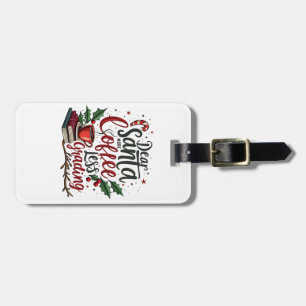 Etiqueta De Bagagem Raccoon Vestindo Papai Noel e Natal