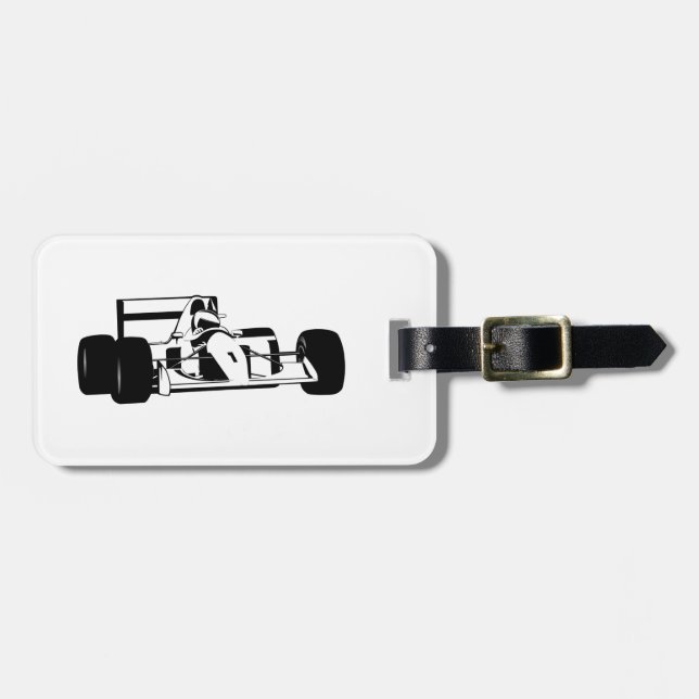 Etiqueta De Bagagem Race Car Silhouette preto e branco (Frente Horizontal)
