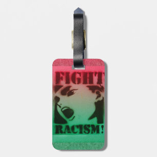 Etiqueta De Bagagem Racismo da luta em preto e verde vermelhos