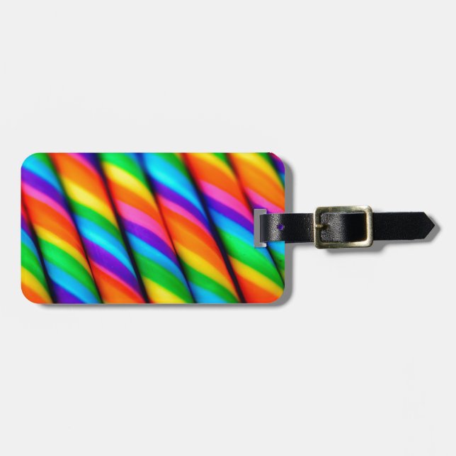 Etiqueta De Bagagem Rainbow Candy Cane (Frente Horizontal)