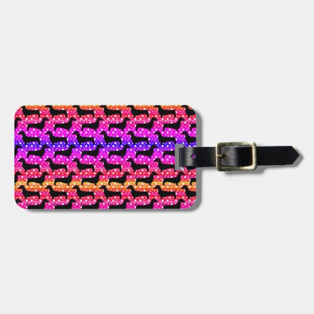 Etiqueta De Bagagem Rainbow Polka Dachshances (Frente Horizontal)