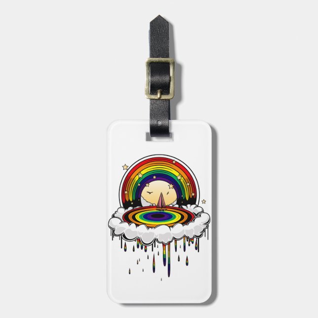 Etiqueta De Bagagem Rainbow Rain (Frente Vertical)