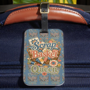 Etiqueta De Bagagem Rainha da Cesta de Retalhos Quilter Cottagecore
