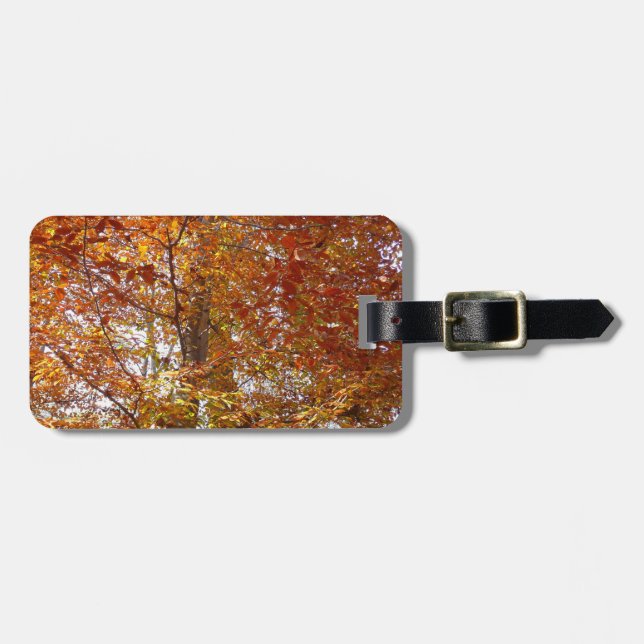 Etiqueta De Bagagem Ramais de Laranja Folha de Outono Natureza (Frente Horizontal)