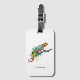 Etiqueta De Bagagem Ramal das Cores: Arte de Chameleon, personalização
