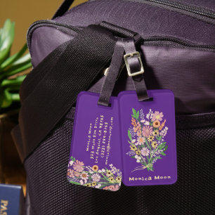 Etiqueta De Bagagem Ramalhete de Flores Silvestres Pintado à Mão com N