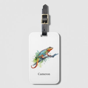Etiqueta De Bagagem Ramo de Cores: Arte Camaleão, personalizado