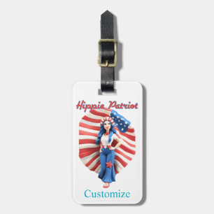 Etiqueta De Bagagem Rapariga de Hippie Patriótica Thunder_Cove