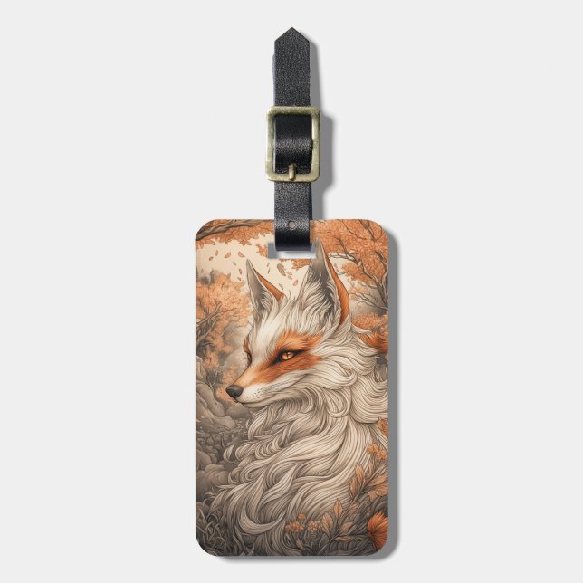 Etiqueta De Bagagem Raposa de Kitsune Japonesa (Frente Vertical)