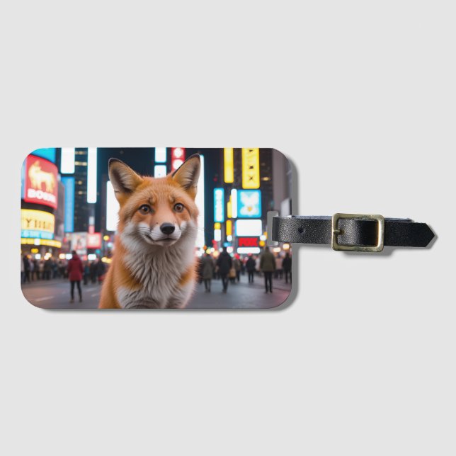 Etiqueta De Bagagem Raposa na Times Square (Frente Horizontal)