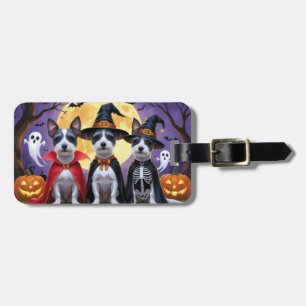 Etiqueta De Bagagem Rat Terrier Dogs Pumpkin Halloween Engraçado