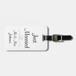 Etiqueta De Bagagem Recem casados Negra e Casamento Branco