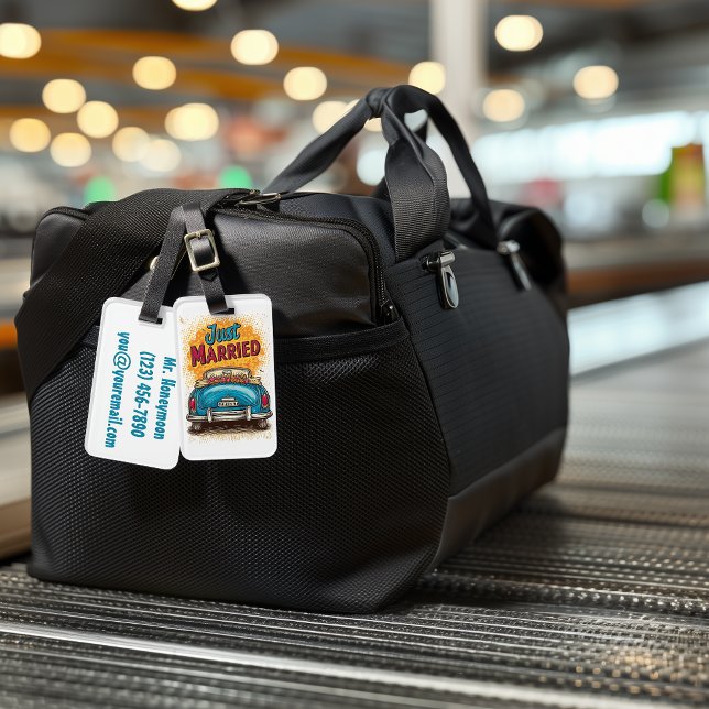 Etiqueta De Bagagem Recem casados pop Art (Criador carregado)