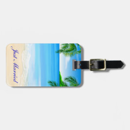 Etiqueta De Bagagem Recem casados Tropical Beach Weding