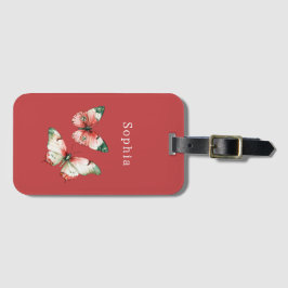 Etiqueta De Bagagem Red Berries Butterflies