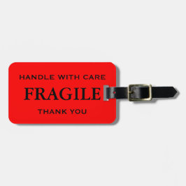 Etiqueta De Bagagem Red Black Fragile Handle com Cuidado Obrigado