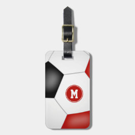 Etiqueta De Bagagem Red Black Team colorido moça de futebol masculino
