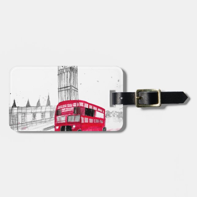 Etiqueta De Bagagem Red Bus London (Frente Horizontal)