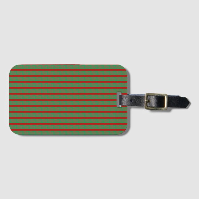 Etiqueta De Bagagem Red Green Christmas Stocking on Green Red (Frente Horizontal)