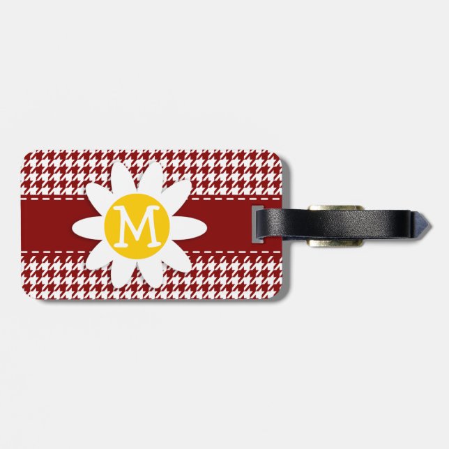 Etiqueta De Bagagem Red Houndstooth Escuro; Daisy (Traseira Horizontal)