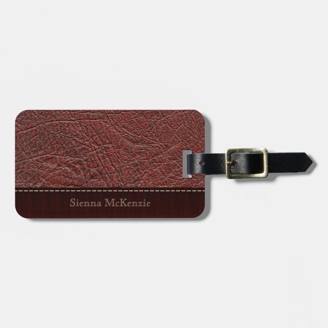 Etiqueta De Bagagem Red Leather Look (Frente Horizontal)
