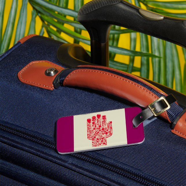 Etiqueta De Bagagem Red Medical Hand Symbol Healthcare (Criador carregado)