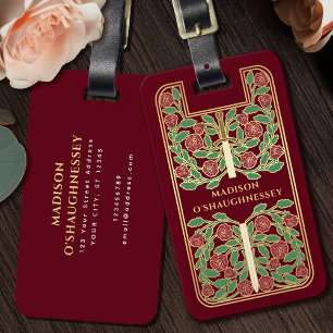Etiqueta De Bagagem Red Medieval Fantasy Vintage Sword Name