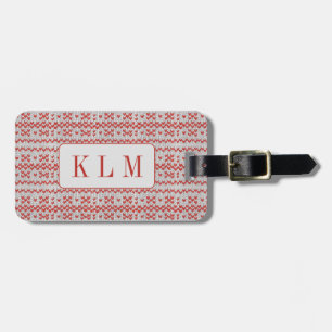 Etiqueta de Bagagem RED NORDIC KNIT + Iniciais