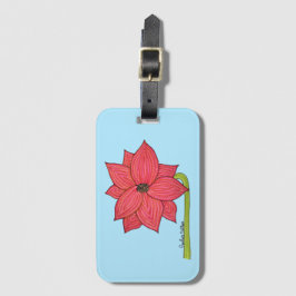 Etiqueta De Bagagem Red Star Flower with Blue background