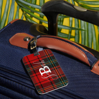 Etiqueta De Bagagem Red Tartan Xadrez Verificada Scotland Monographic