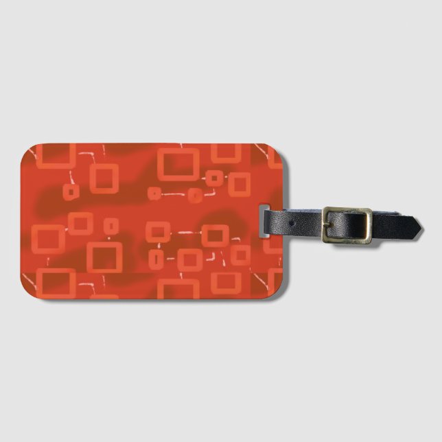 Etiqueta De Bagagem Red Whimsical Geometric Abstract (Frente Horizontal)
