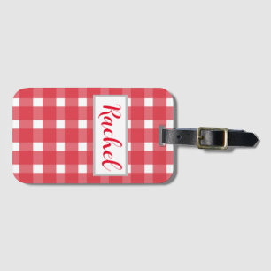 Etiqueta De Bagagem Red White Gingham Personalizado