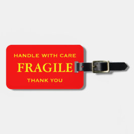 Etiqueta De Bagagem Red Yellow Fragile Handle com Cuidado Obrigado