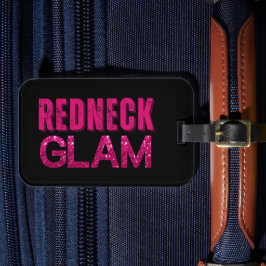 Etiqueta De Bagagem Redneck Glam Rosa Brilho no Preto