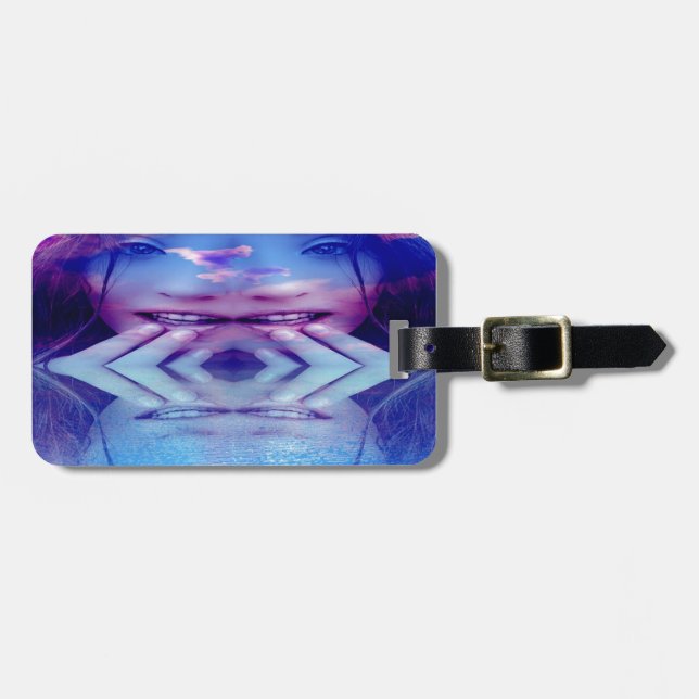 Etiqueta De Bagagem Reflexão Azul (Frente Horizontal)