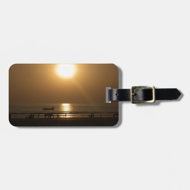 Etiqueta De Bagagem Reflexão Sunset no Verão ouro na Praia (Frente Horizontal)