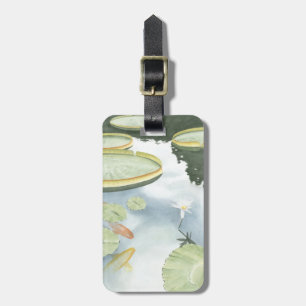 Etiqueta De Bagagem Reflexo de Koi Pond com Peixes e Lírios