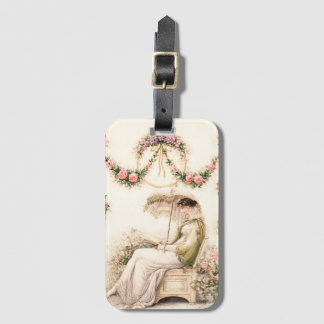 Etiqueta De Bagagem Regency Rose Garden Reading Lady