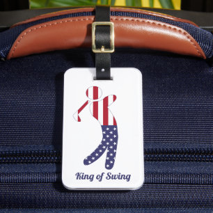 Etiqueta De Bagagem Rei do jogador de golfe da bandeira americana do