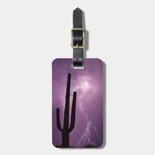 Etiqueta De Bagagem Relâmpago roxo e cacto, AZ
