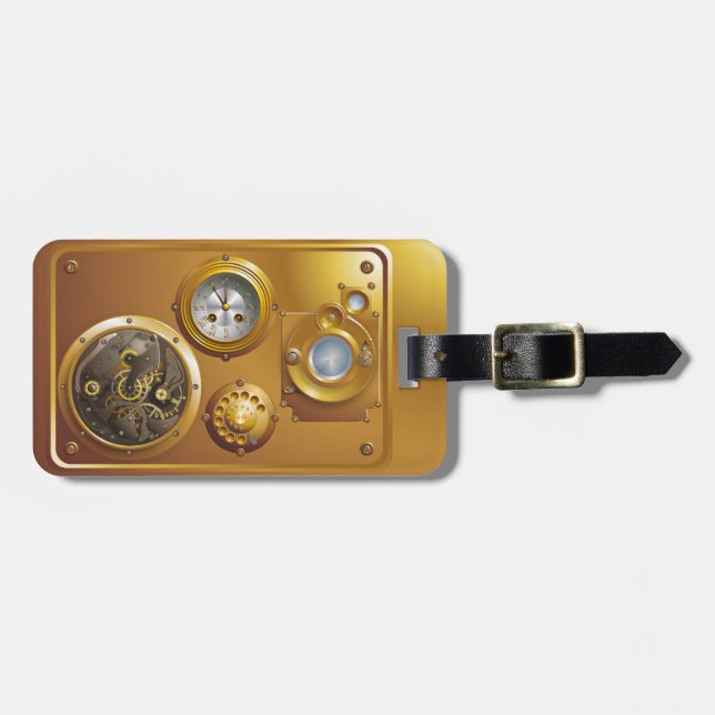 Etiqueta De Bagagem Relógio de Steampunk (Frente Horizontal)