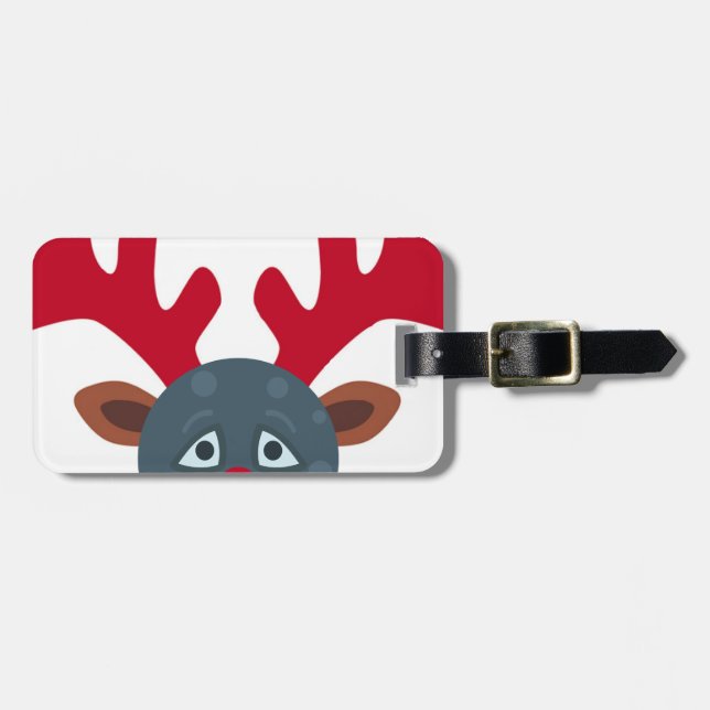 Etiqueta De Bagagem rena lua emoji de natal (Frente Horizontal)