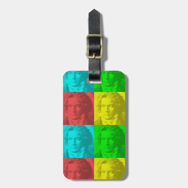Etiqueta De Bagagem Retrato De Beethoven Em Quadrados (Frente Vertical)