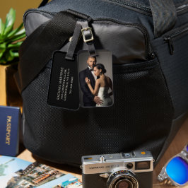 Etiqueta De Bagagem Retrato de casamento de foto personalizada lua de